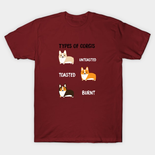 Types of Corgis T-Shirt by saniday